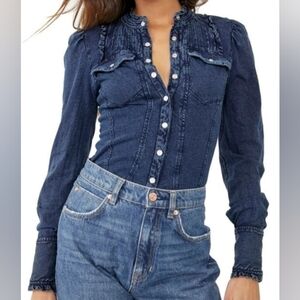 Free People Going Somewhere Button-Up Shirt Size XS